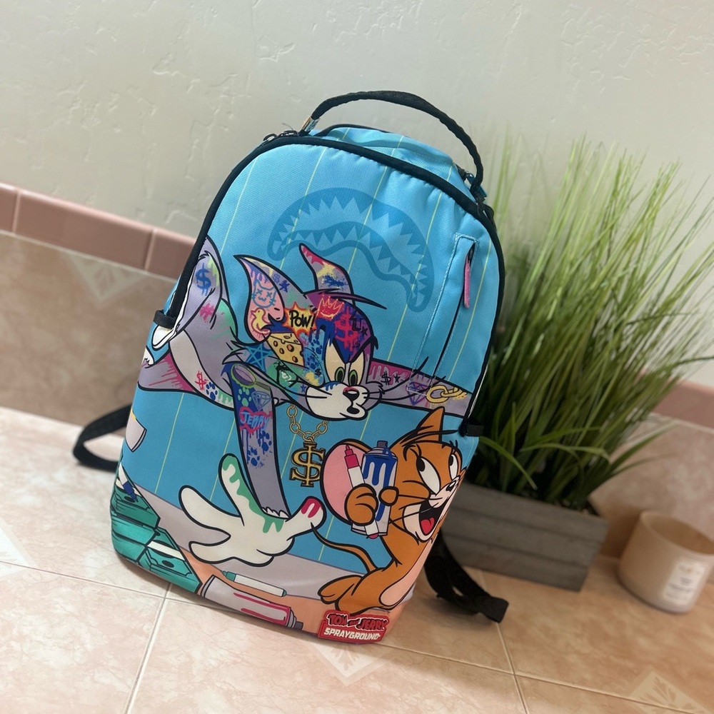 Sprayground Blue Cartoon Backpack